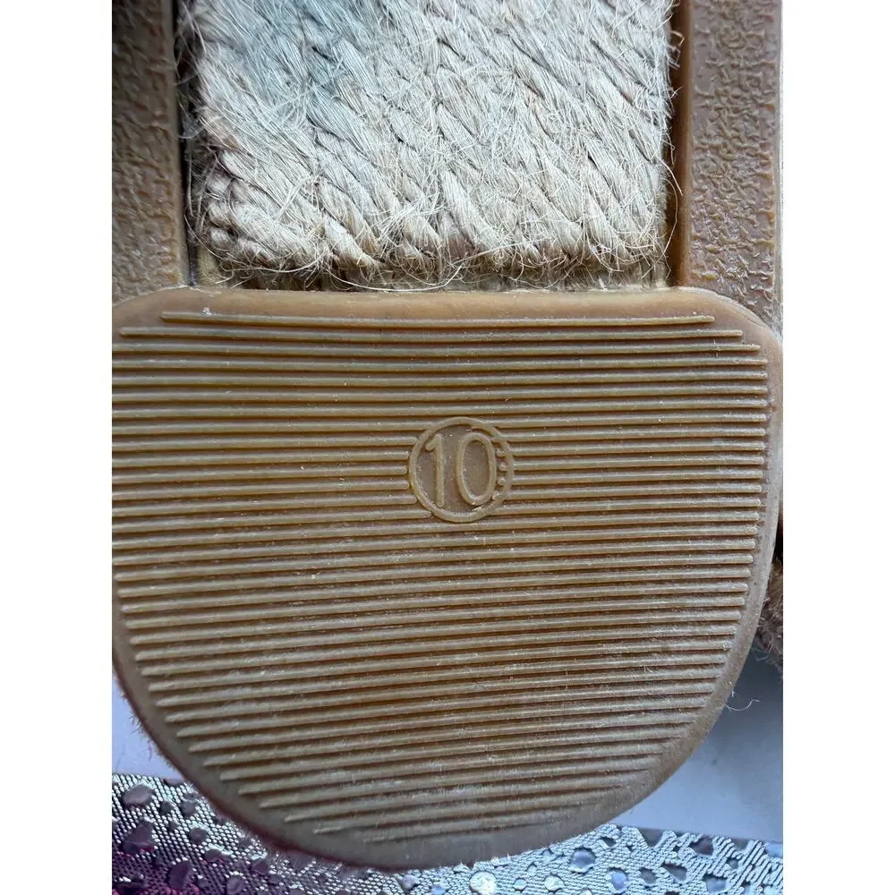Tory Burch Striped Espadrille Slip-On Flats Green‎ Ivory Canvas Jute Women’s 10